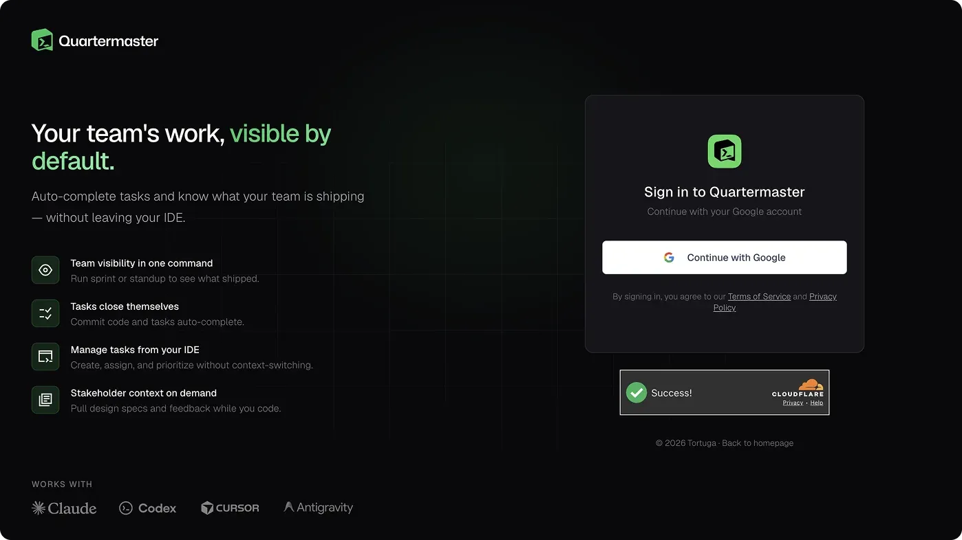Quartermaster login page